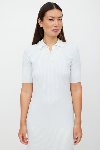 Maison Margiela Blue Ribbed Polo Dress