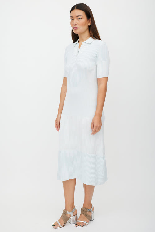 Maison Margiela Blue Ribbed Polo Dress