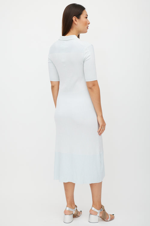 Maison Margiela Blue Ribbed Polo Dress