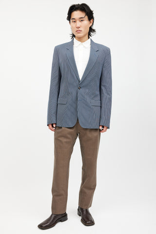 Maison Margiela Blue 
White Pinstripe Blazer