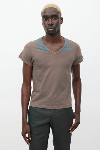 Maison Margiela Brown 
Blue Script T-Shirt