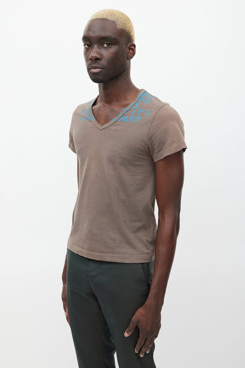 Maison Margiela Brown 
Blue Script T-Shirt