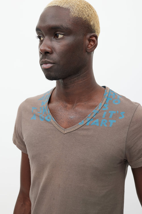 Maison Margiela Brown 
Blue Script T-Shirt