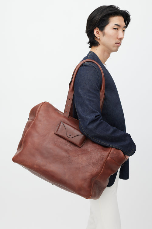 Maison Margiela Brown Leather Duffle Bag