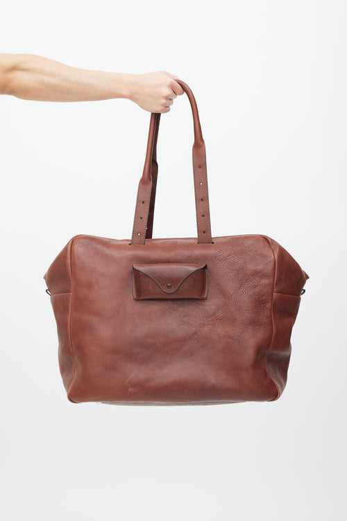 Maison Margiela Brown Leather Duffle Bag