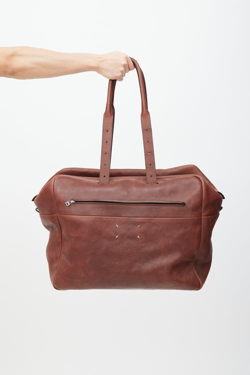 Maison Margiela Brown Leather Duffle Bag