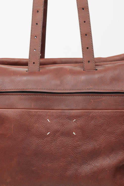 Maison Margiela Brown Leather Duffle Bag