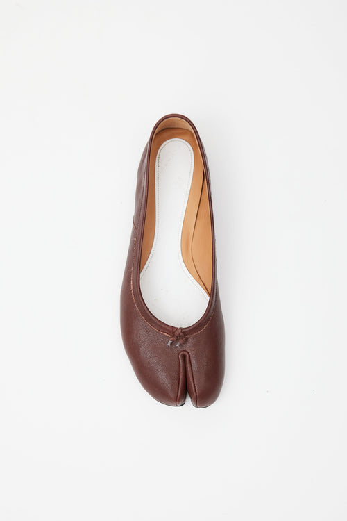 Maison Margiela Brown Leather Tabi Ballet Flat