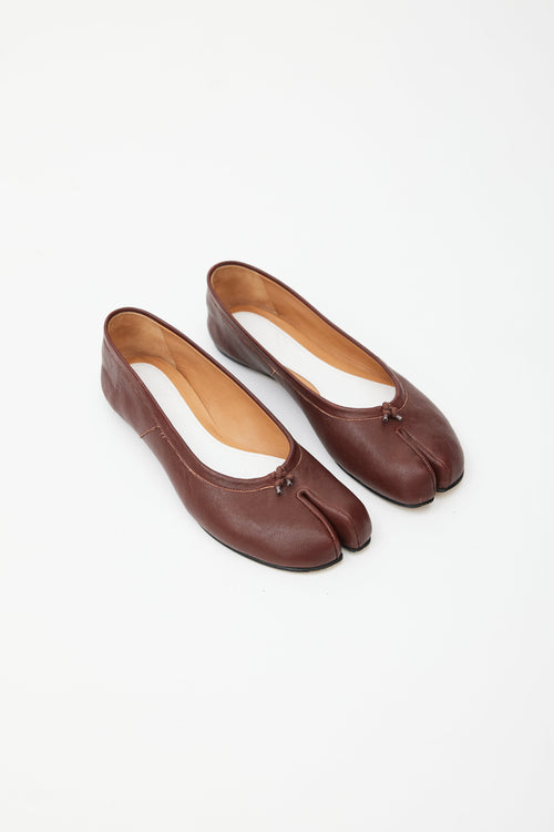 Maison Margiela Brown Leather Tabi Ballet Flat