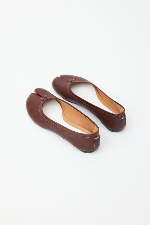 Maison Margiela Brown Leather Tabi Ballet Flat