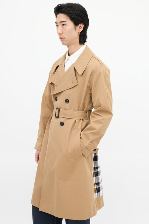 Maison Margiela Brown 
Multi Check Panel Trench Coat