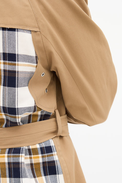 Maison Margiela Brown 
Multi Check Panel Trench Coat