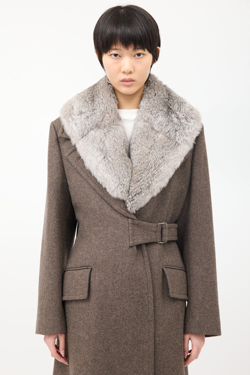 Maison Margiela Brown Wool Detachable Fur Vest Coat