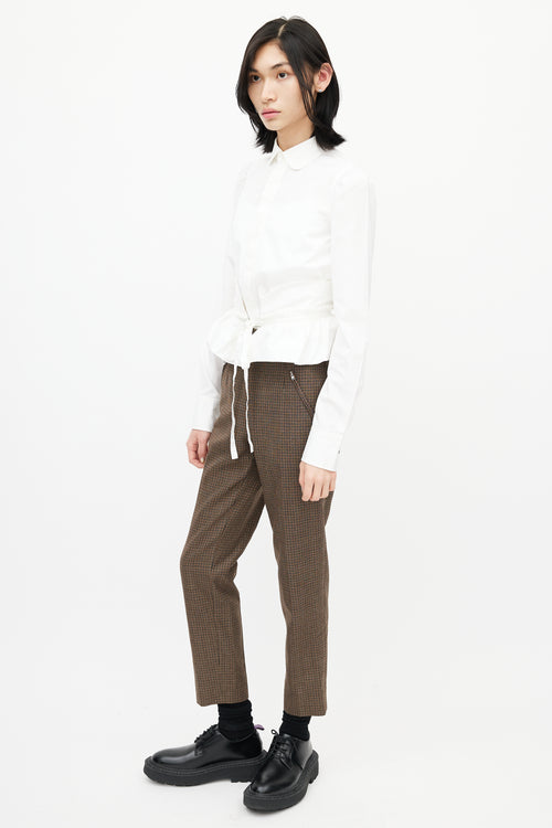 Maison Margiela Brown Wool Houndstooth Slim Trouser