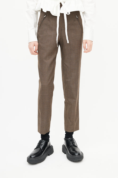 Maison Margiela Brown Wool Houndstooth Slim Trouser