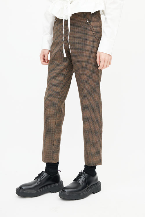 Maison Margiela Brown Wool Houndstooth Slim Trouser