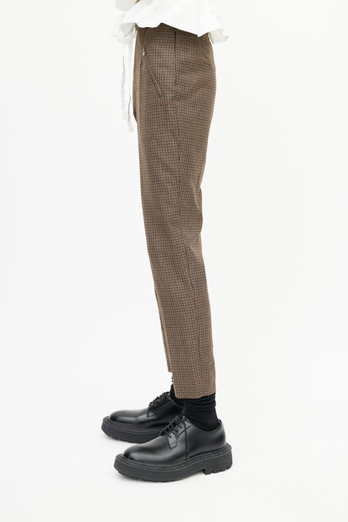 Maison Margiela Brown Wool Houndstooth Slim Trouser