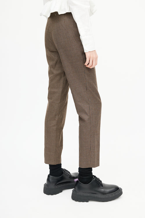 Maison Margiela Brown Wool Houndstooth Slim Trouser