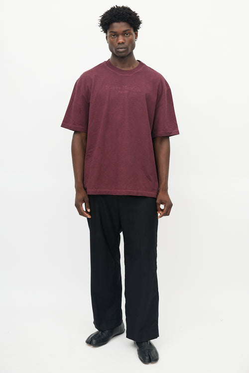 Maison Margiela Burgundy Embroidered Logo T-Shirt