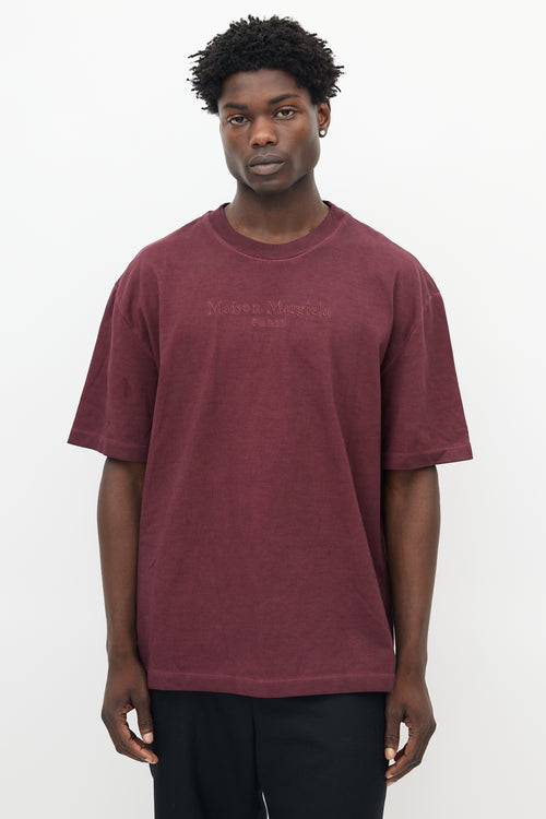 Maison Margiela Burgundy Embroidered Logo T-Shirt