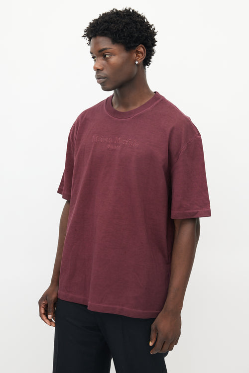 Maison Margiela Burgundy Embroidered Logo T-Shirt