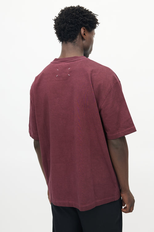 Maison Margiela Burgundy Embroidered Logo T-Shirt