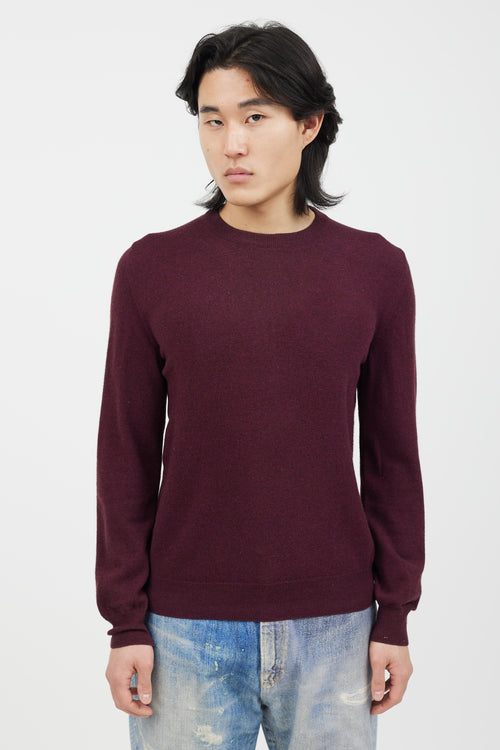 Maison Margiela Burgundy Knit Elbow Patch Sweater