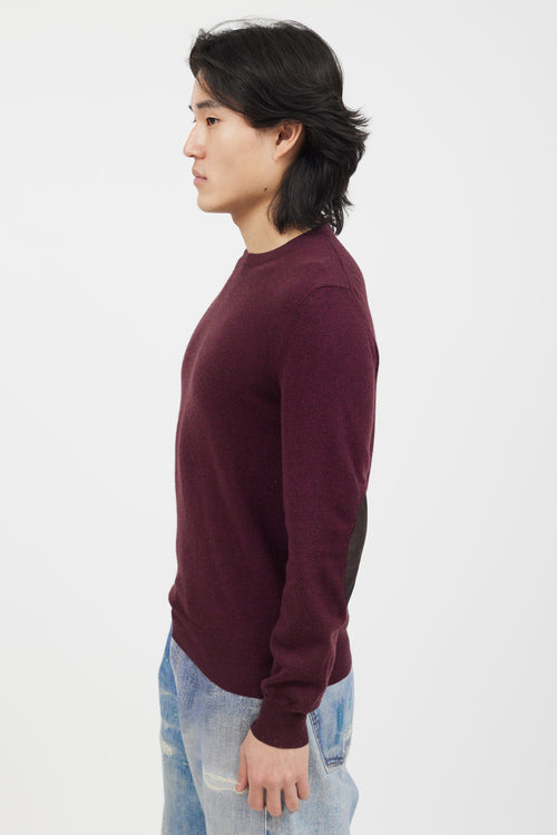 Maison Margiela Burgundy Knit Elbow Patch Sweater