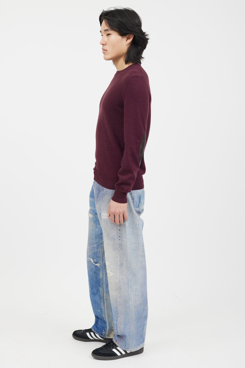 Maison Margiela Burgundy Knit Elbow Patch Sweater