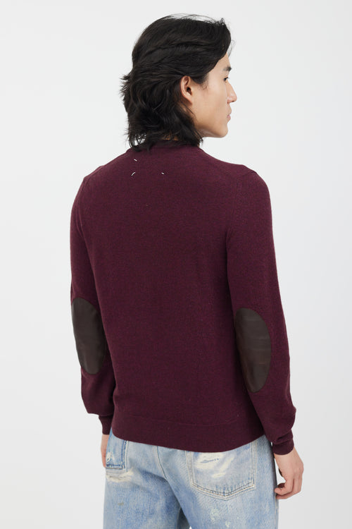 Maison Margiela Burgundy Knit Elbow Patch Sweater