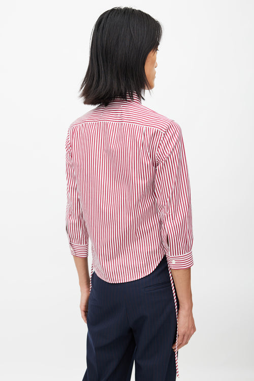 Maison Margiela Burgundy 
White Stripes Tie Shirt