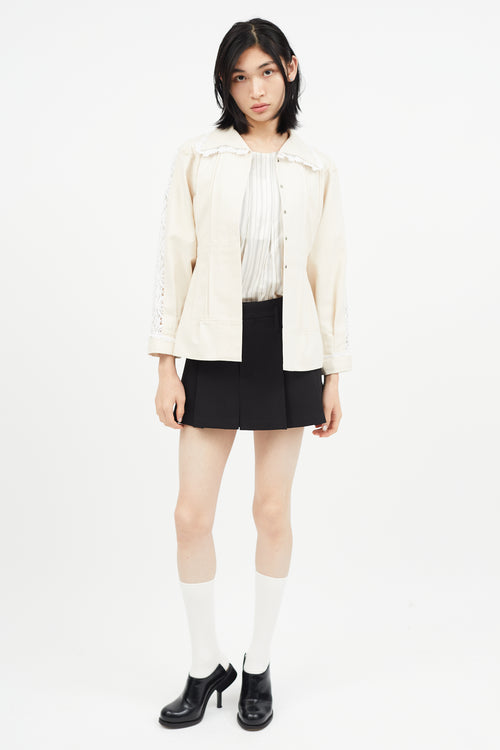 Maison Margiela Cream Lace Trim Blazer