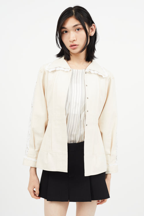 Maison Margiela Cream Lace Trim Blazer