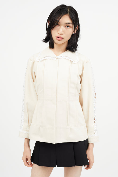 Maison Margiela Cream Lace Trim Blazer