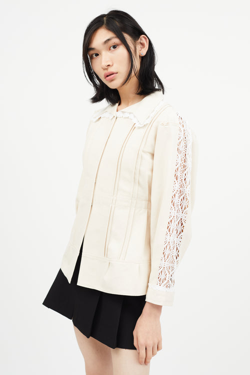 Maison Margiela Cream Lace Trim Blazer