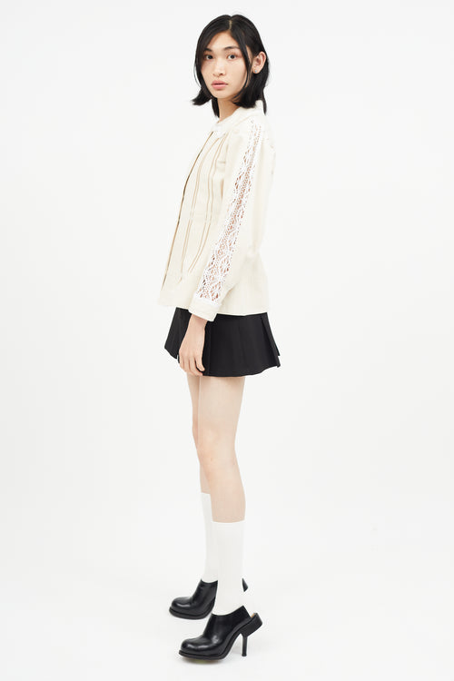 Maison Margiela Cream Lace Trim Blazer