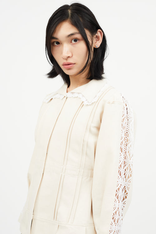 Maison Margiela Cream Lace Trim Blazer