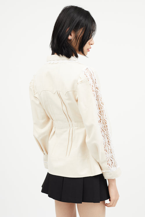 Maison Margiela Cream Lace Trim Blazer