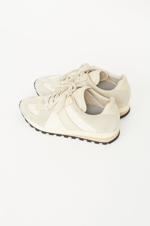 Cream Nylon 
Suede Sneaker