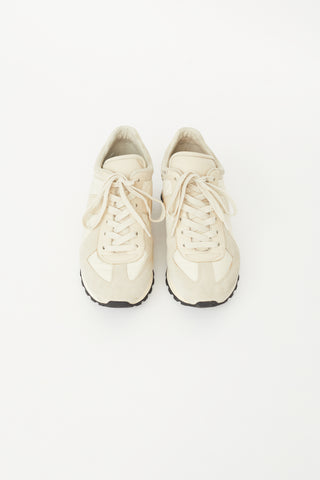 Cream Nylon 
Suede Sneaker