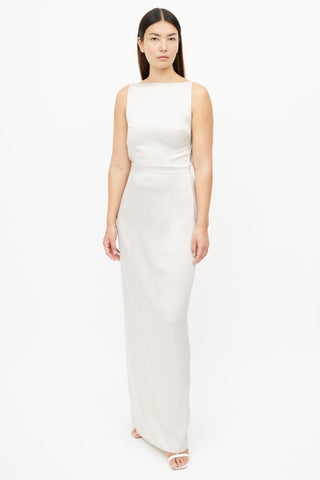 Maison Margiela Cream Satin Low Back Maxi Dress