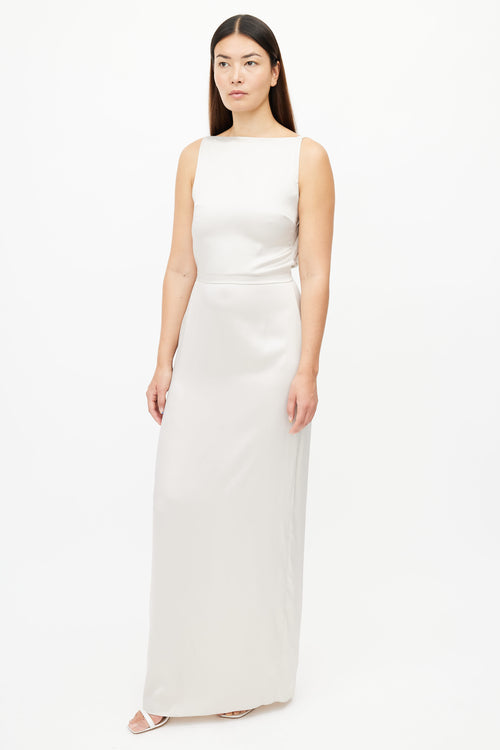 Maison Margiela Cream Satin Low Back Maxi Dress