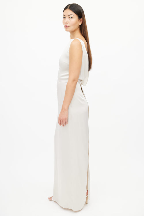 Maison Margiela Cream Satin Low Back Maxi Dress