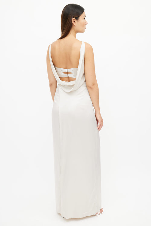 Maison Margiela Cream Satin Low Back Maxi Dress