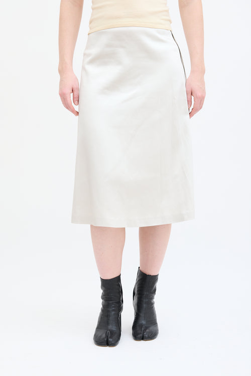 Maison Margiela Cream Satin Zip Skirt