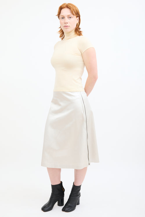 Maison Margiela Cream Satin Zip Skirt