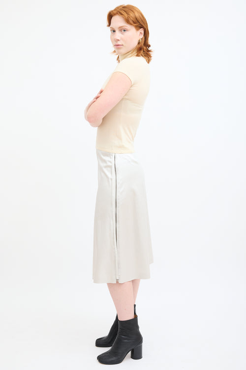 Maison Margiela Cream Satin Zip Skirt