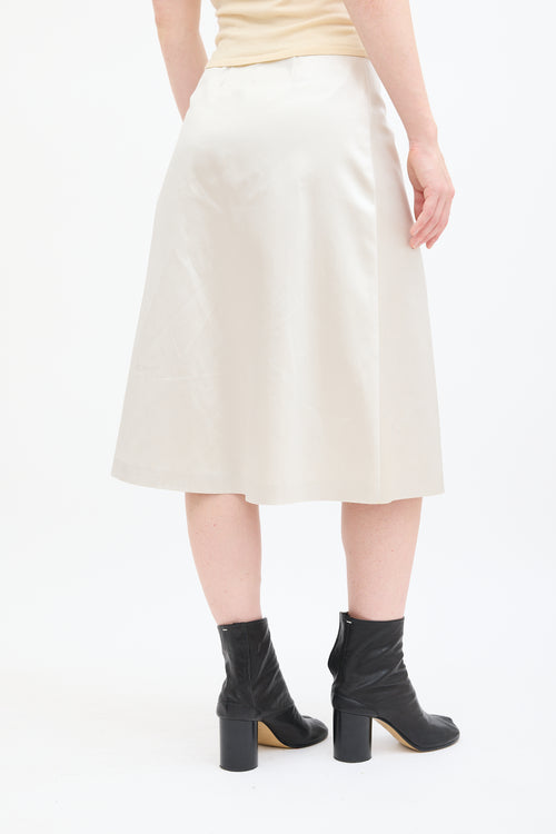 Maison Margiela Cream Satin Zip Skirt