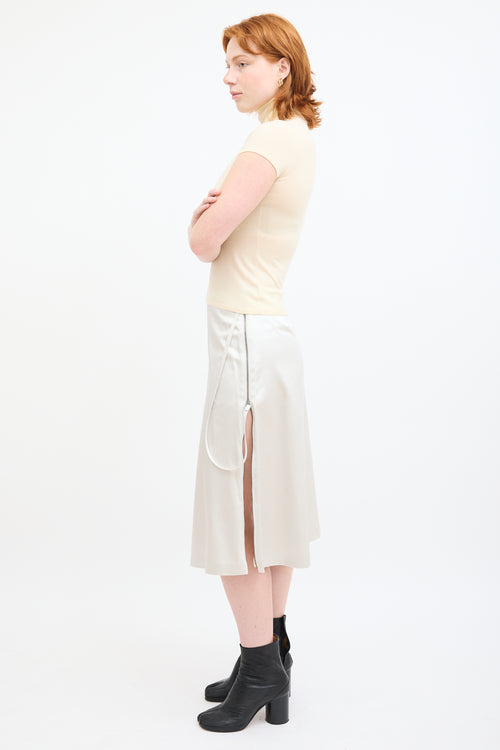 Maison Margiela Cream Satin Zip Skirt