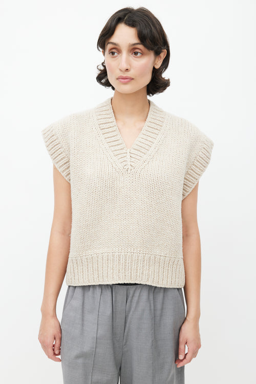 Maison Margiela Cream Wool Knit Vest